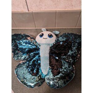 Adventure Planet Sequinimals 10"x15" BUTTERFLY Plush Sequin Blue Black Silver